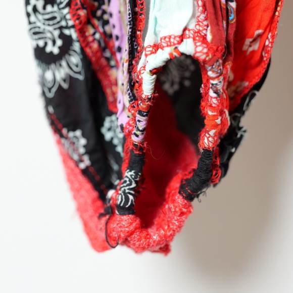 FREE PEOPLE we the free waffle knit red balloon sleeve top size XS - Picture 5 of 5